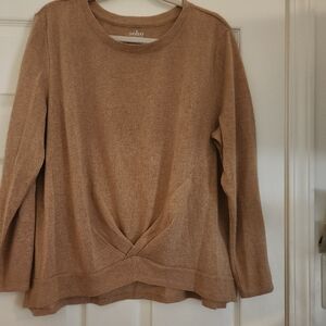 Soho Beige Knit Top with Ribbed Detail